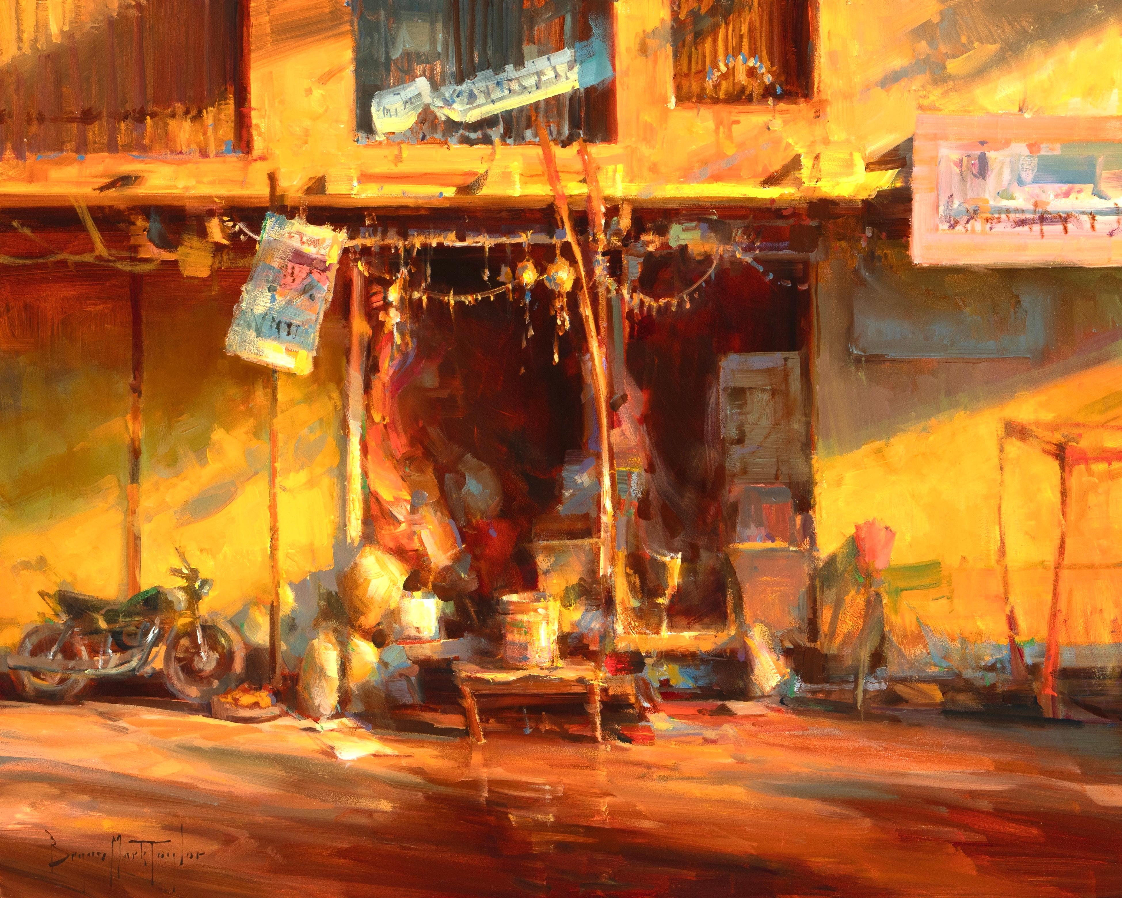 Landscape Painting de Bryan Mark Taylor - "Mercado de Jodphur" Óleo Impresionista Moderno de la India