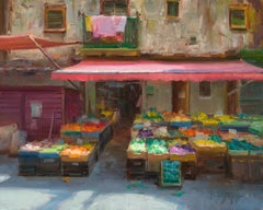 "Giorno di bucato, giorno di mercato" Pittura ad olio