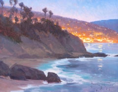 "Main Beach Evening Glow" Modern Impressionist California Seascape  
