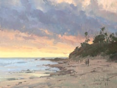 "Main Beach Evening Sunset " Modern Impressionist California Seascape  