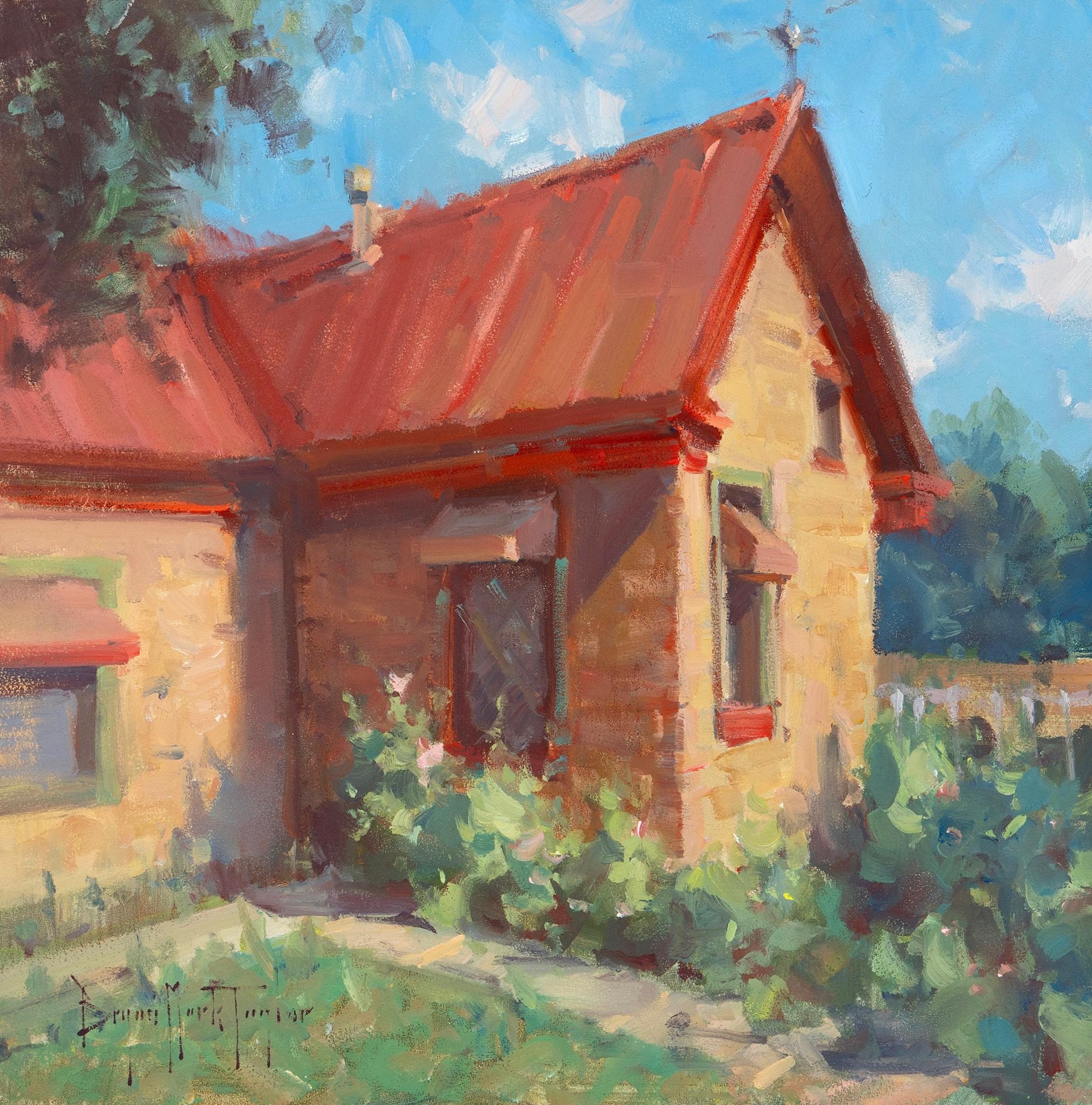Landscape Painting de Bryan Mark Taylor - "Casa Midway" Escena impresionista moderna en Utah