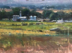 Modern Impressionist American Plein air Landscape oil "Green Farmland"