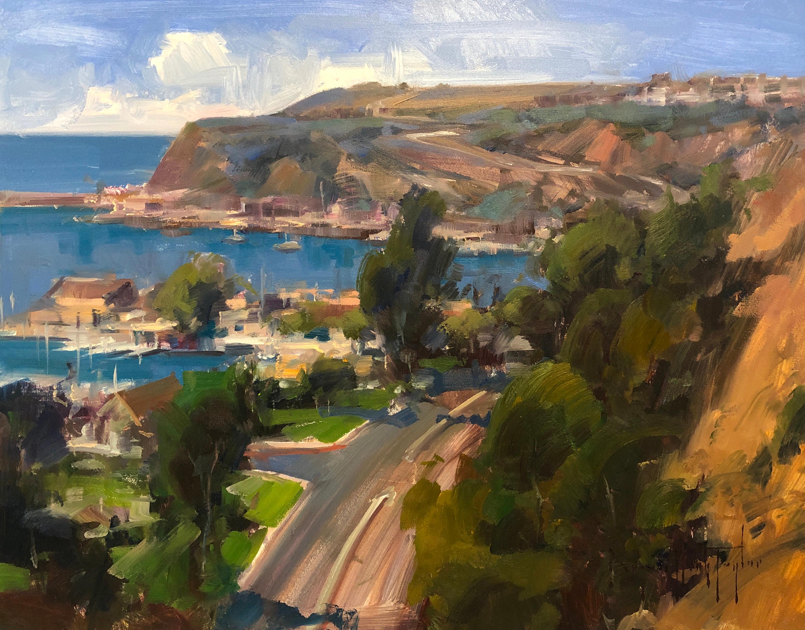 Bryan Mark Taylor Landscape Painting - Modern Impressionist California Seascape "Dana Point Overlook" 