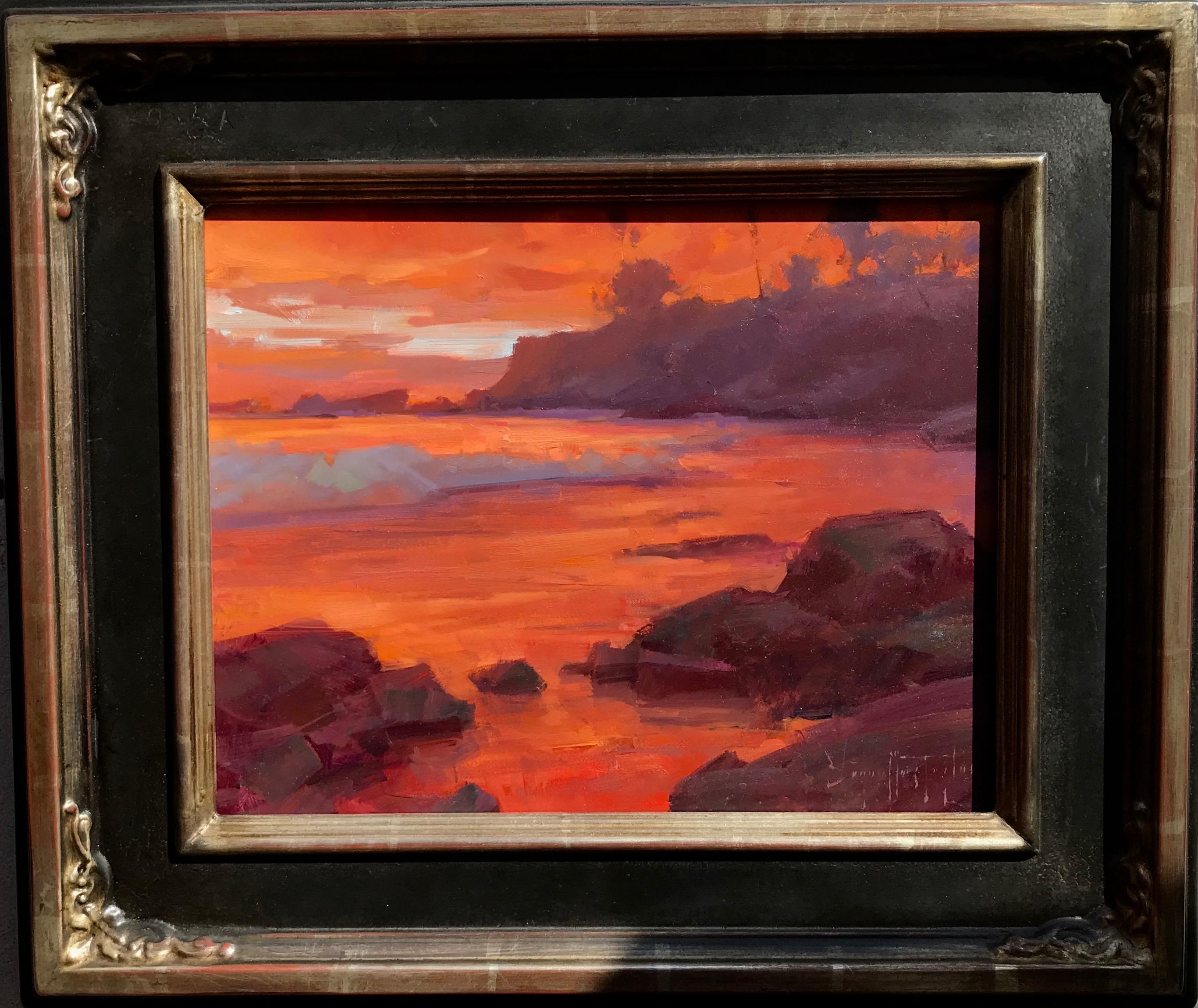 Paysage marin impressionniste moderne californien « Laguna Beach Sunset » (set de soleil de la plage)  - Painting de Bryan Mark Taylor