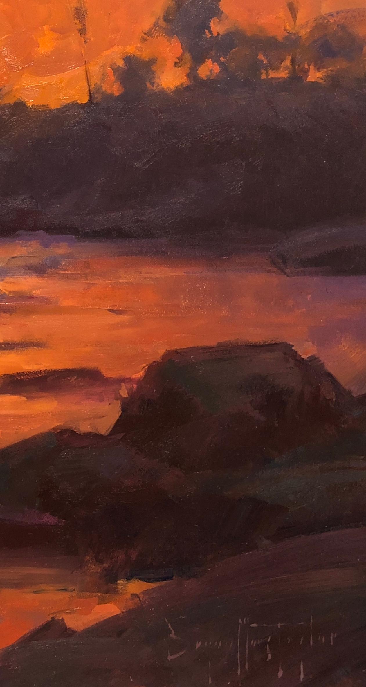Paysage marin impressionniste moderne californien « Laguna Beach Sunset » (set de soleil de la plage)  - Impressionnisme abstrait Painting par Bryan Mark Taylor