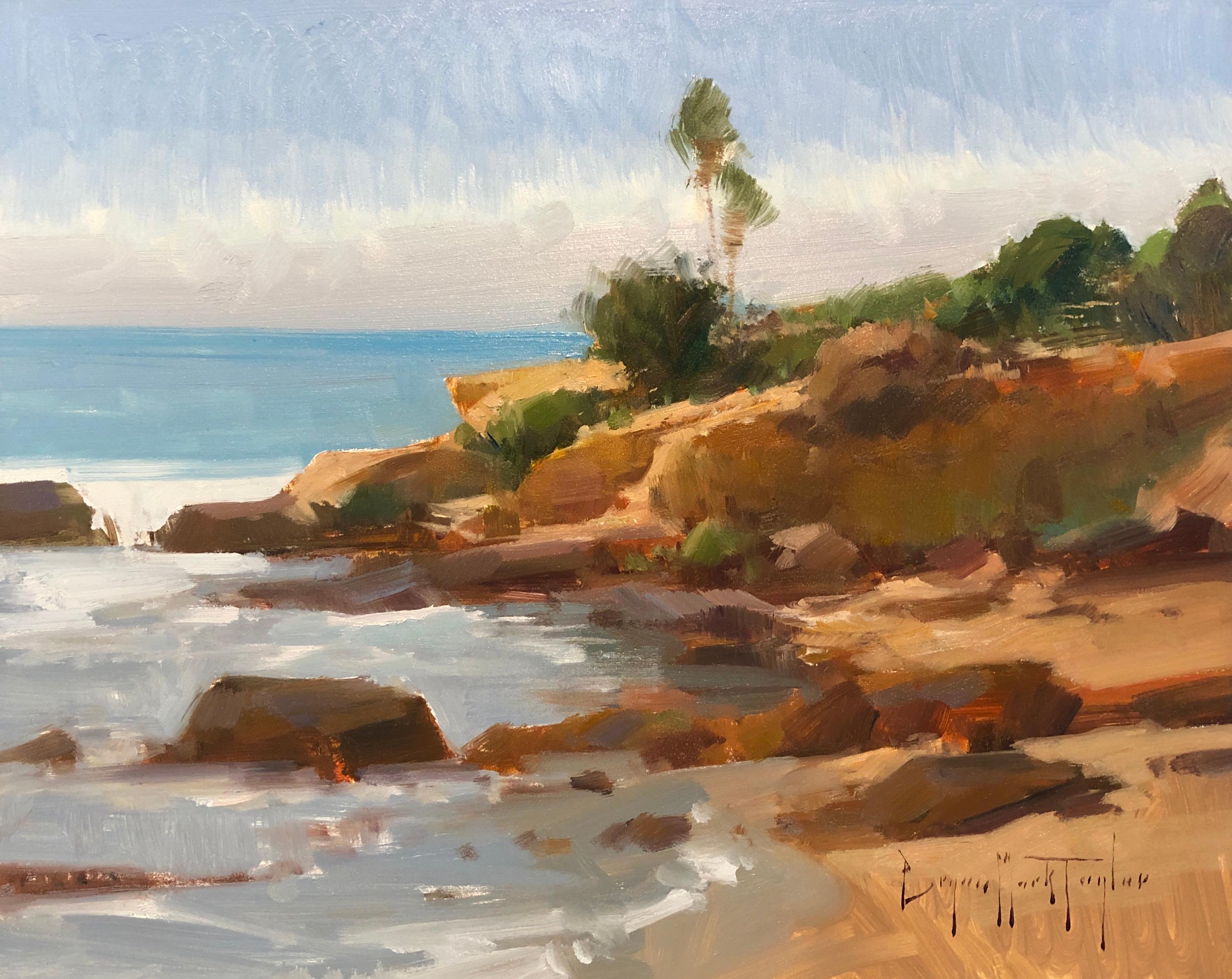 Landscape Painting di Bryan Mark Taylor - Paesaggio marino californiano impressionista moderno "Pomeriggio con bassa marea