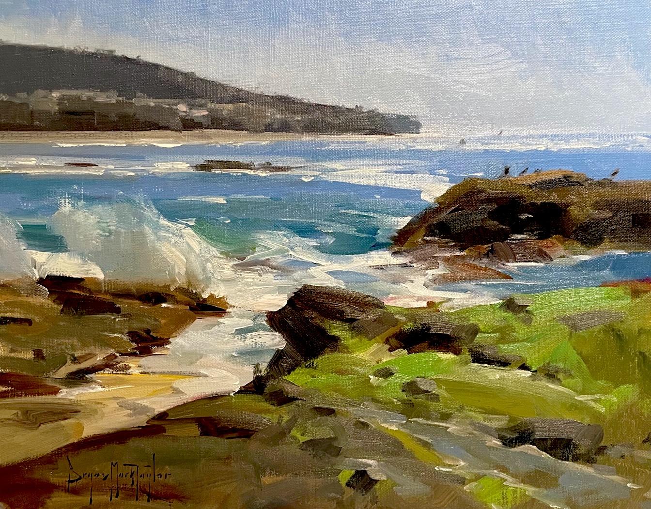 Bryan Mark Taylor Landscape Painting - Modern Impressionist California Seascape "Montage Tide Pools" 