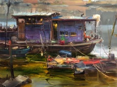 Modern Impressionist China Scene "Colorful Junk" Oil by Bryan Mark Taylor