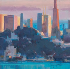 Modern Impressionist Cityscape "Bay City Skyline" Plein Air Oil of San Francisco