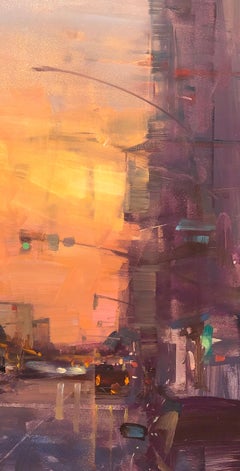 Modern Impressionist Cityscape "Downtown San Diego Sunset" Plein Air Oil