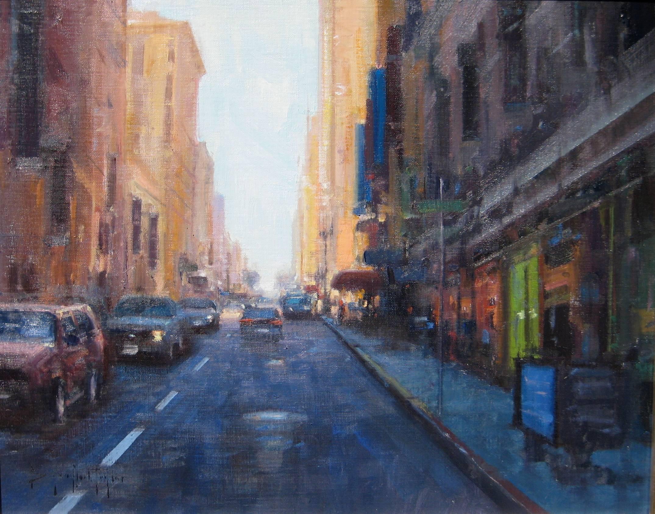 Modern Impressionist Cityscape "Driving Into The Light" Oil by Bryan Mark Taylor