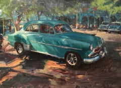 Modern Impressionist Cityscape "Havana Hot Rod" Oil by Bryan Mark Taylor