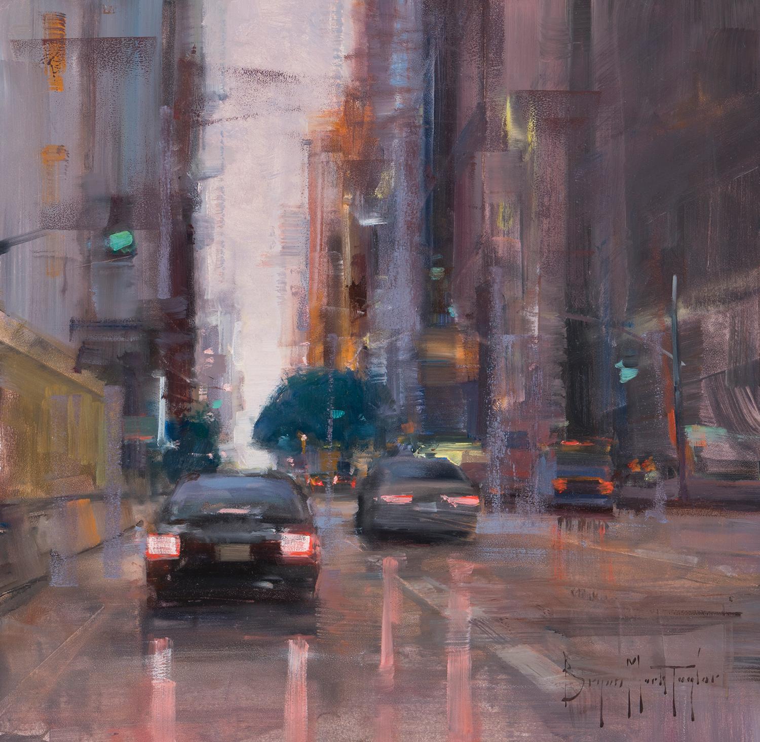 Bryan Mark Taylor Landscape Painting - Modern Impressionist Cityscape "LA Street" Plein Air Oil 