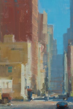 Moderne moderne impressionistische Stadtlandschaft „Morning Sun“ Plein Air Öl von San Francisco