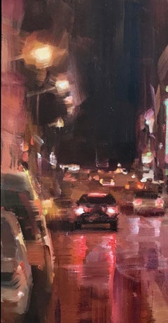 Modern Impressionist Cityscape "Night Lights"  Plein Air Oil
