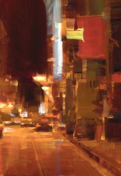 Modern Impressionist Cityscape "Night Rain"  Oil San Francisco