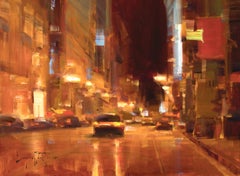 Modern Impressionist Cityscape "Night Rain"  Oil San Francisco