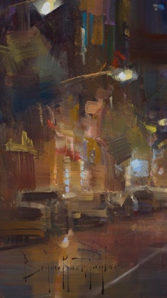 Modern Impressionist Cityscape "San Diego Nights" Plein Air Oil