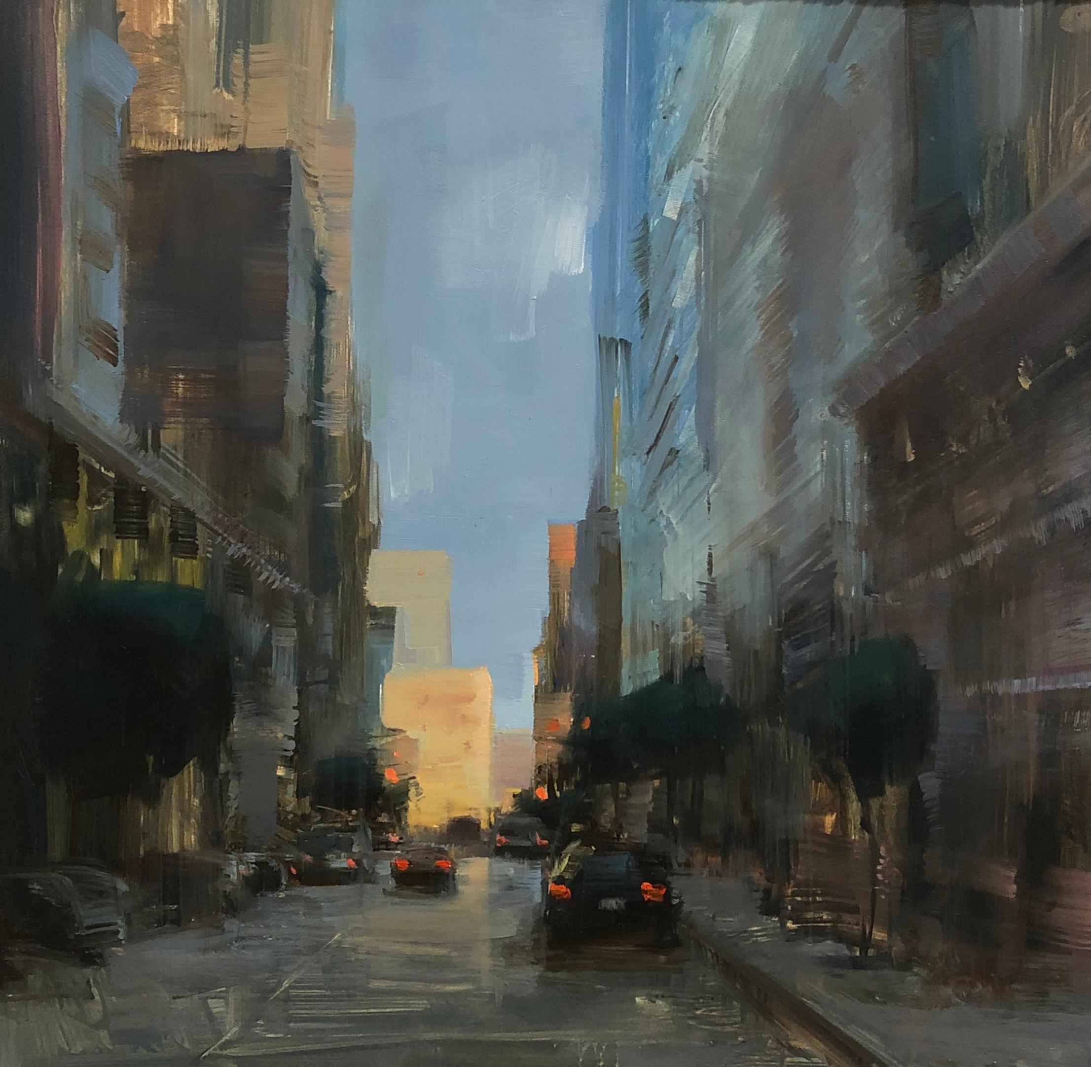 Bryan Mark Taylor Landscape Painting - Modern Impressionist Cityscape "San Francisco Downtown" Plein Air Oil 