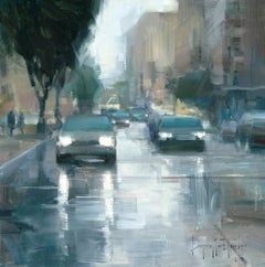 Paysage urbain impressionniste moderne de San Francisco. Pluie"  Pétrole
