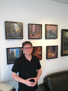 Paysage urbain impressionniste moderne « Up The Hill », huile en plein air de San Francisco