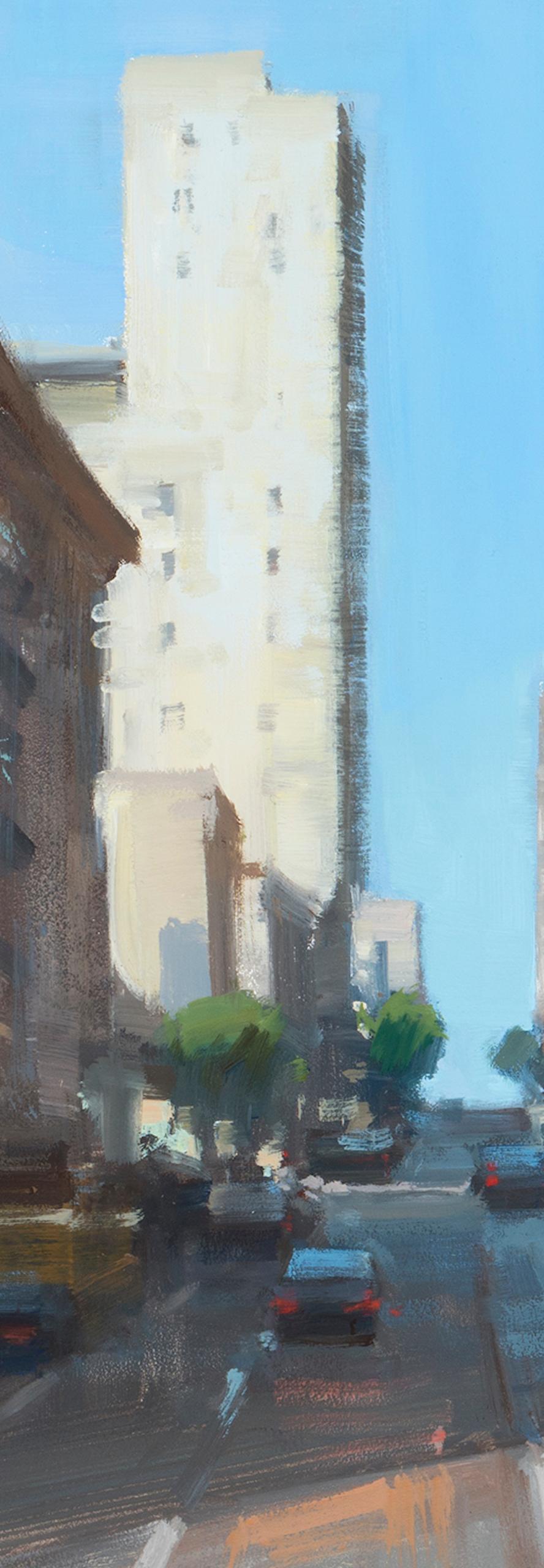 Paysage urbain impressionniste moderne en plein air « Up The Hill », huile de San Francisco - Impressionnisme abstrait Painting par Bryan Mark Taylor