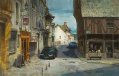 Paesaggio francese impressionista moderno ad olio Plein air "Villaggio della Valle della Loira