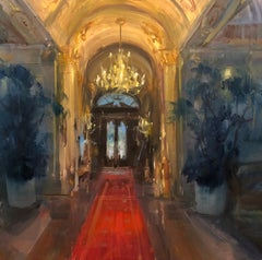 Modern Impressionist Italian Plein air oil "Opulent Interior" Lago di Maggiore