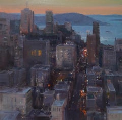 Modern Impressionist San Francisco Cityscape "View From The Top" Plein Air Oil 