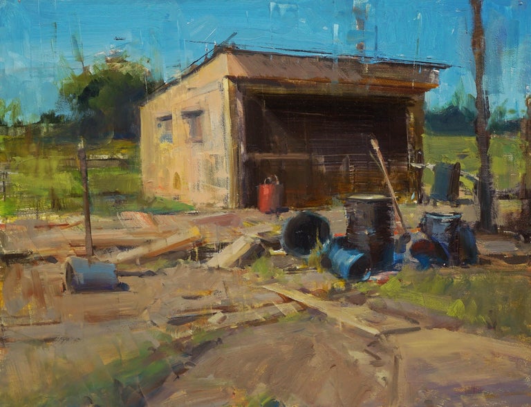 Bryan Mark Taylor Landscape Painting - Modern Impressionist Western Plein air Landscape oil "Chicken Coop"