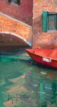 « Bateau rouge peint sur le canapé à Venise »