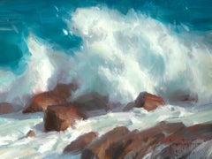 "Rocky Coastline " Modern Impressionist California Seascape  