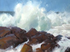 "Rocky Coastline " Modern Impressionist California Seascape