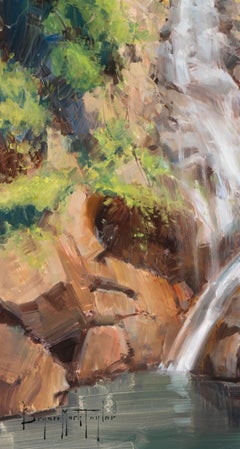 "Tropical Falls" Modern Impressionist Scene in Cambodia