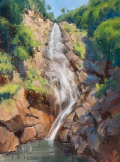 "Cascate tropicali" Scena impressionista moderna in Cambogia