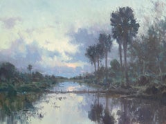 "Tropical Sunset" Modern Impressionist Scene in Cambodia
