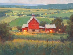 "Twilight Whispers Through The Fields" Modern Impressionist Farmland Oil