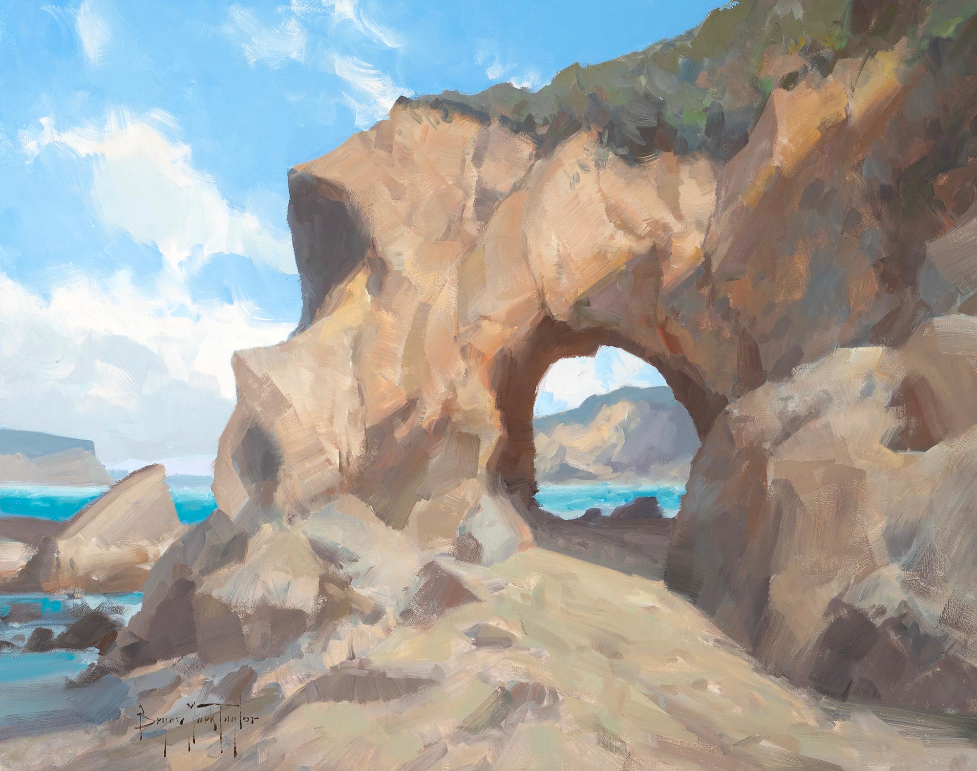 Bryan Mark Taylor Landscape Painting - "Under The Sun " Modern Impressionist California Seascape  