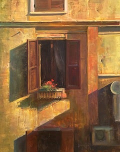 "Window View, " Modern Impressionist Italian Scene Oil,  Bryan Mark Taylor