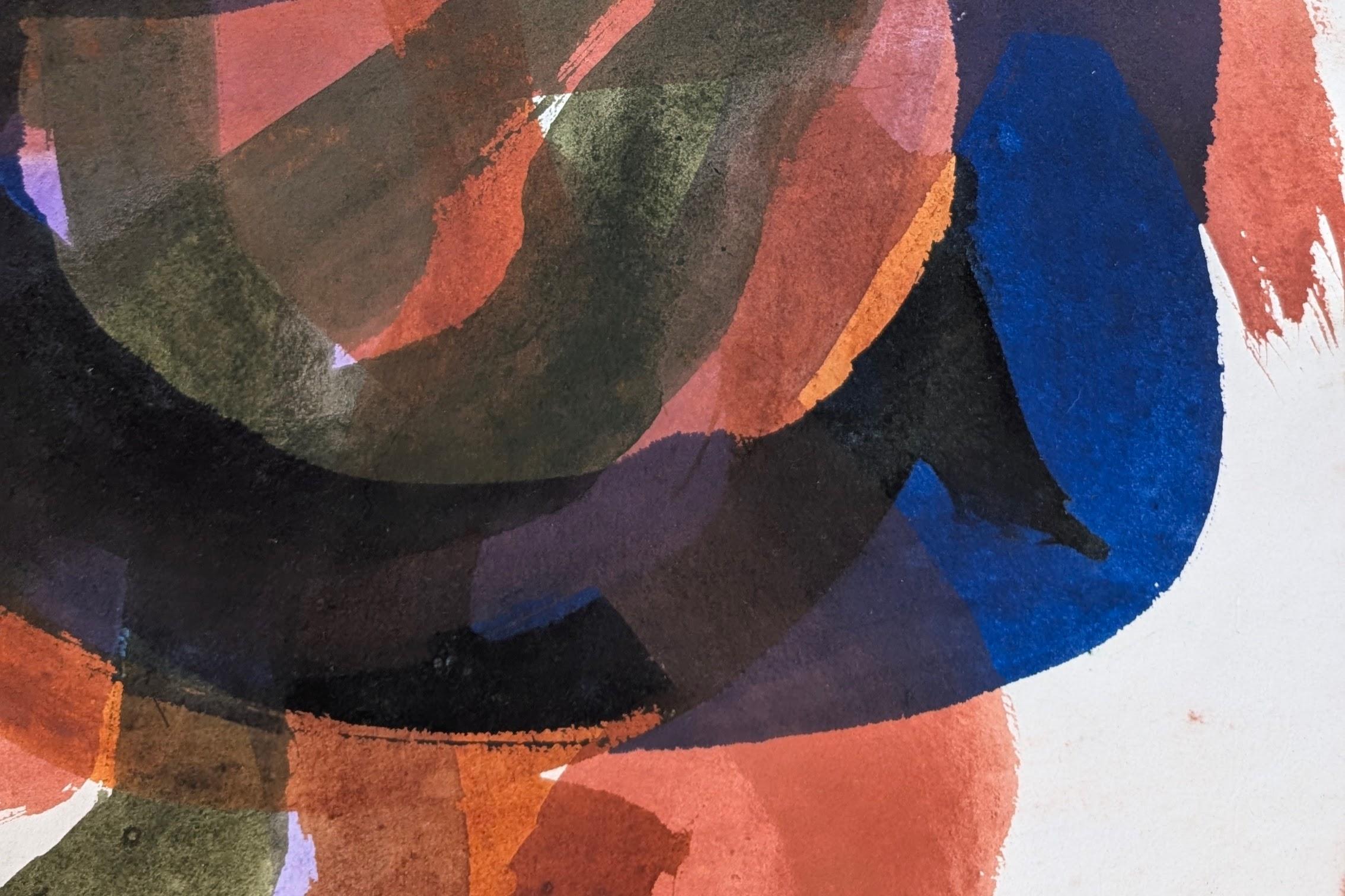 Chung Center Middle Way, Aruna Ghar Studio, New Dehli - Gray Abstract Painting by Bryan Mulvihill 