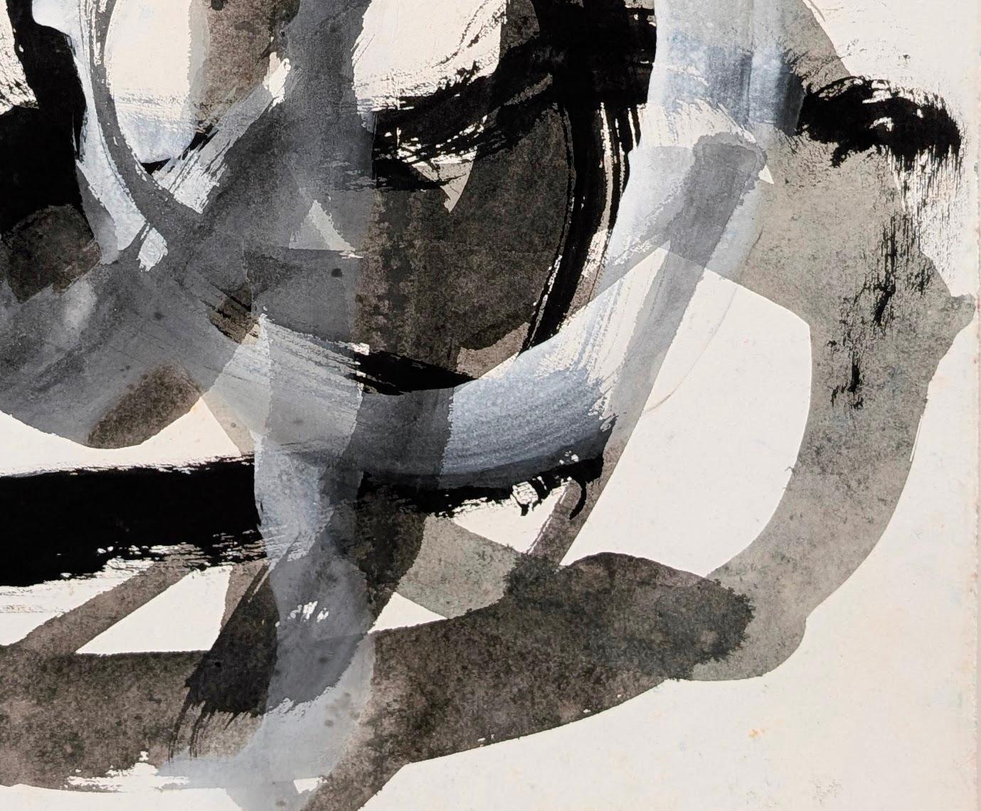 Chung Middle Way, hommage à Shinzan Mayame Roshi, Aruna Ghar Studio, New Dehli - Gris Abstract Painting par Bryan Mulvihill 