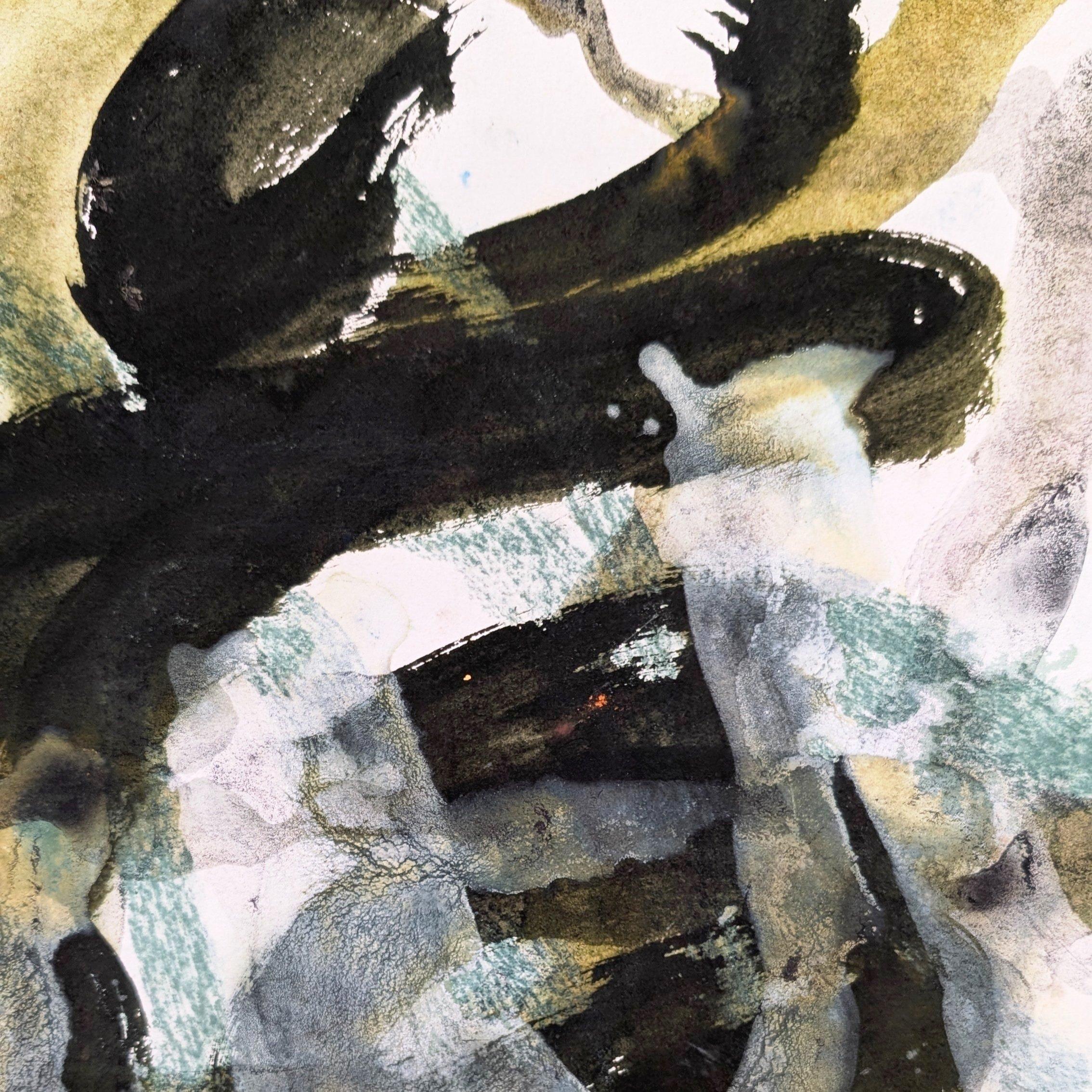 Dragon, Homage to Shiko Kataoka Sensi, Aruna Ghar Studio, New Dehli - Abstract Painting by Bryan Mulvihill 