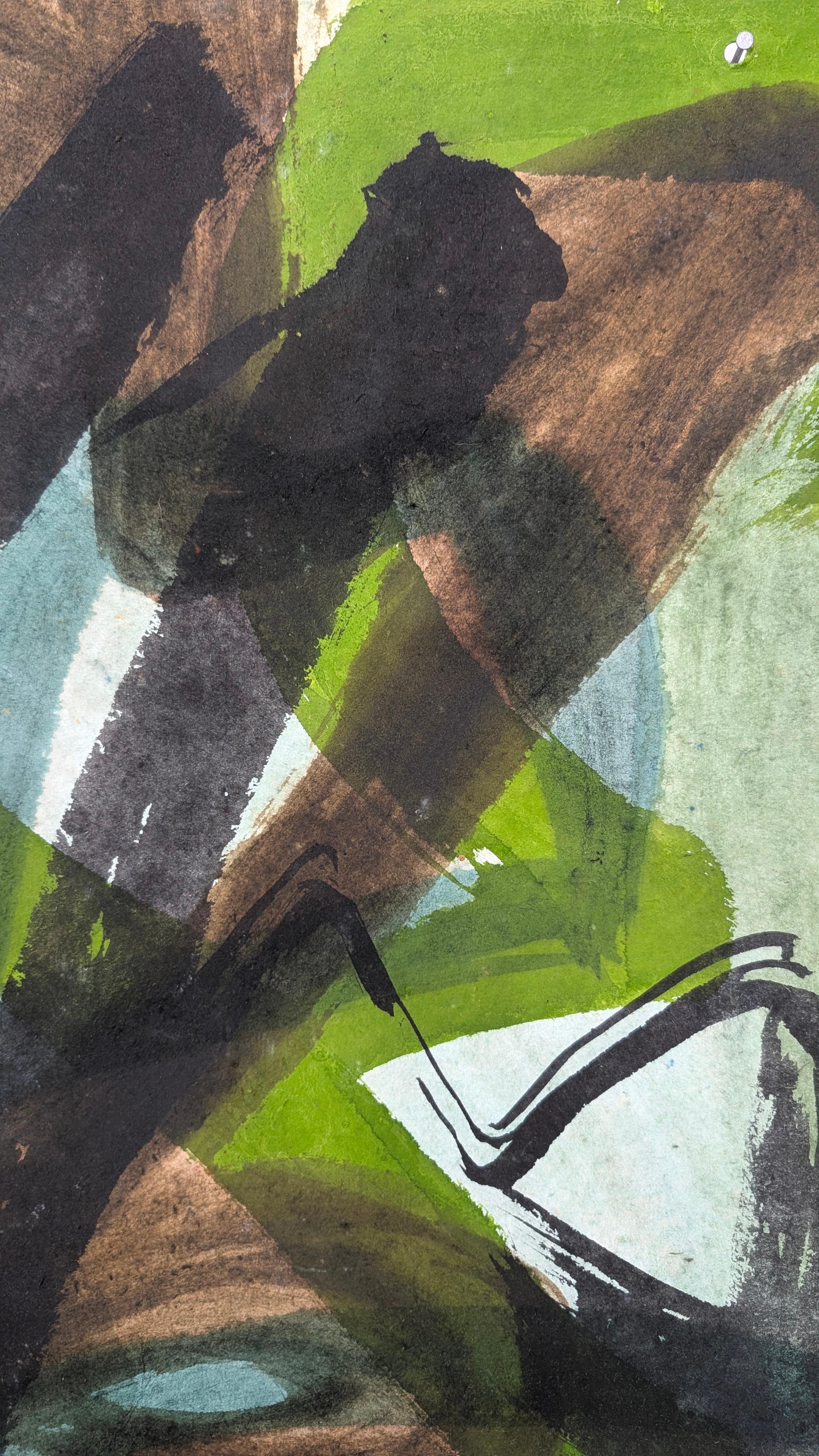 I'Shi Stone, Una bocca sotto una scogliera particella fondamentale, Omaggio a Xi Shi - Abstract Painting Nero di Bryan Mulvihill 
