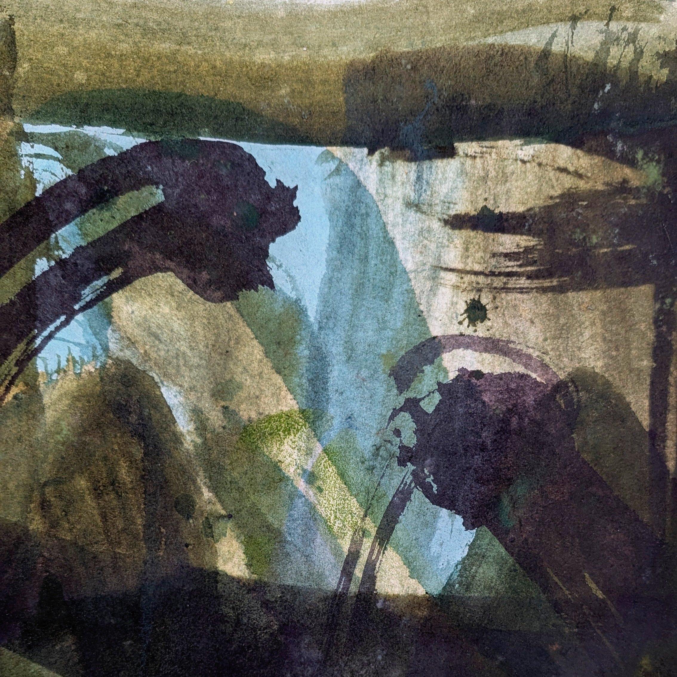 Shan Mountain, Homage to Han Shan Cold Mountain, Aruna Ghar Studio, New Dehli - Abstract Painting by Bryan Mulvihill 