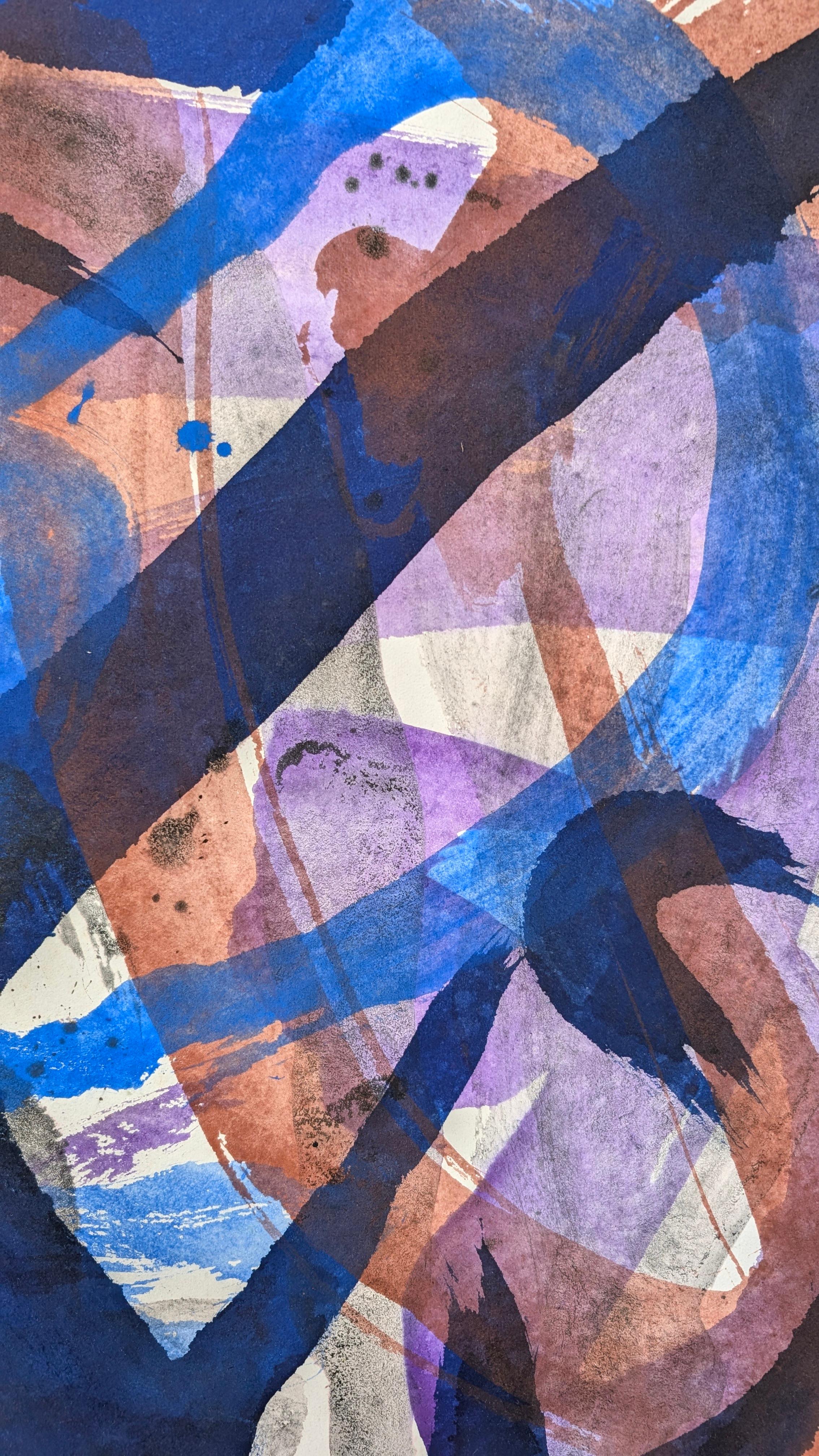 Shin Heart Mind, Hommage an Wang Wi Zhi, Aruna Ghar Studio, New Dehli (Grau), Abstract Painting, von Bryan Mulvihill 