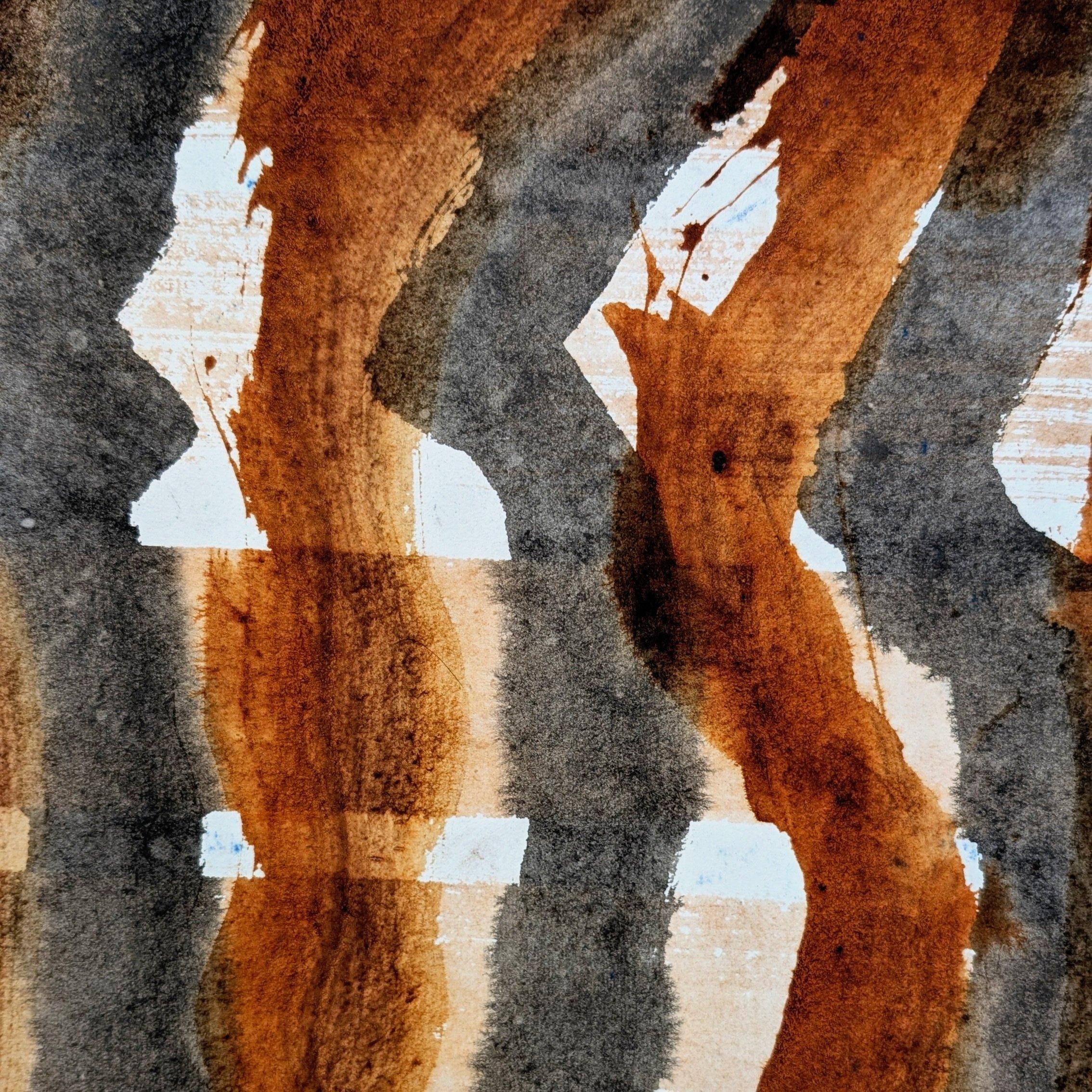 Sprouts with Snake bite, I-Ching Hexigram, Aruna Ghar Studio, New Dehli - Painting by Bryan Mulvihill 