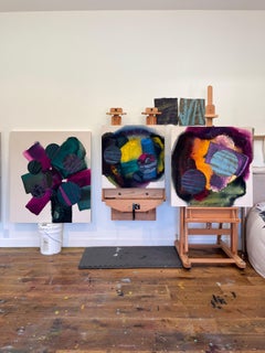 Abstract painting by Bryan Ricci "Blueish Green Magenta Shadow"