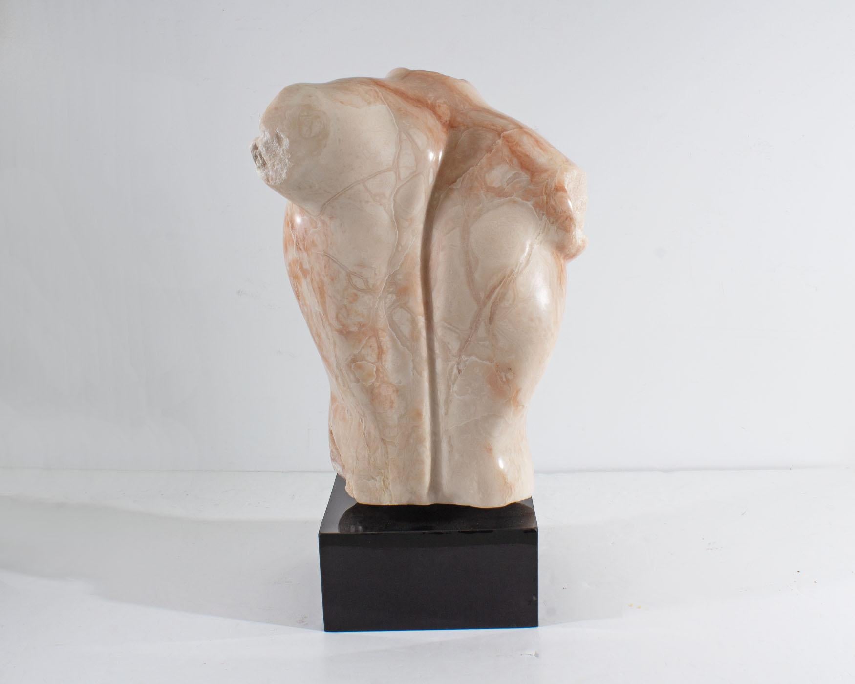 Hand-Carved Bryan Ross Signed Stone Sculpture of a Torso 