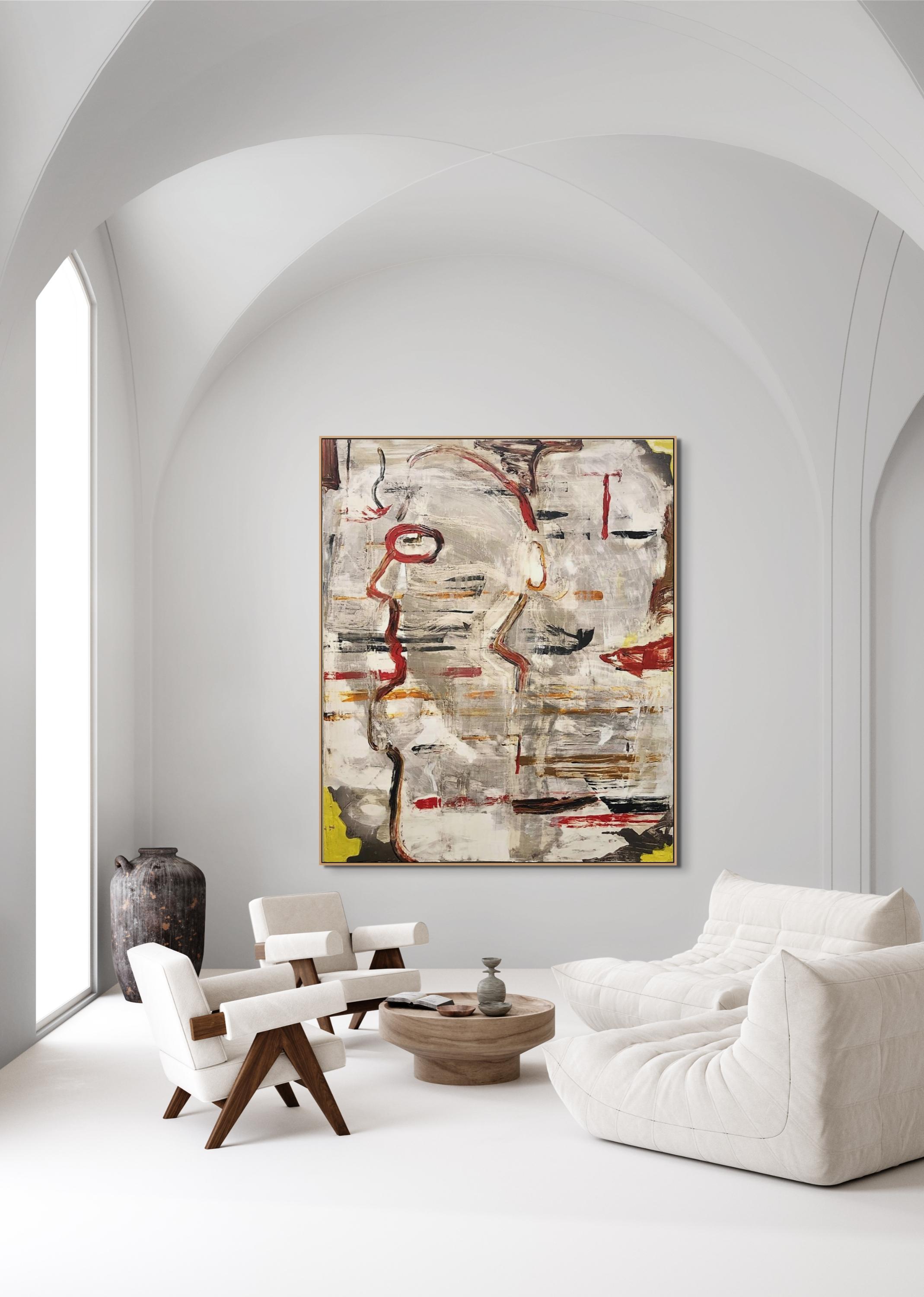 ON GAURD - Gray Abstract Painting by Bryan Ryley
