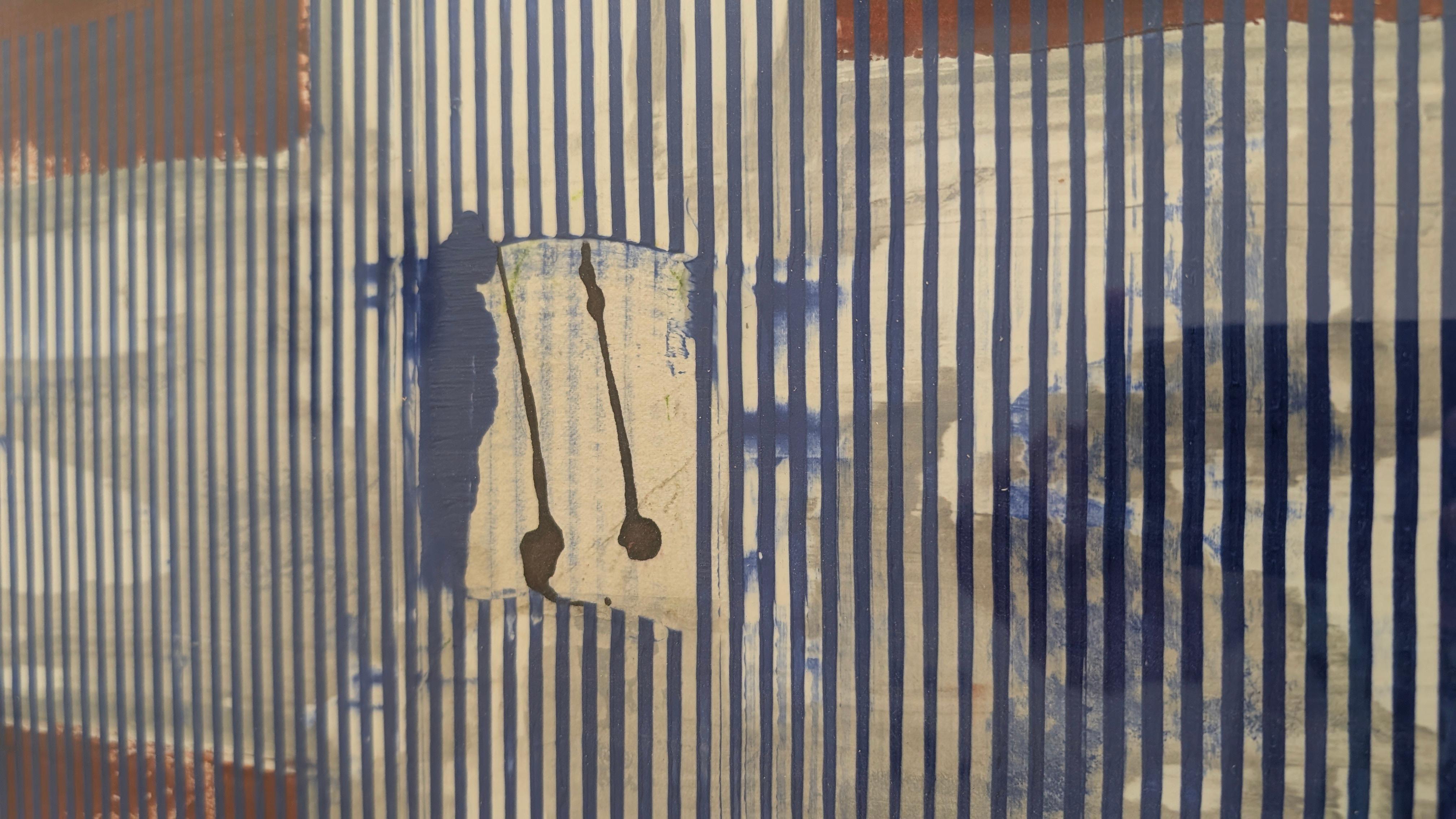 SENTINEL (4 coins) - Beige Abstract Painting par Bryan Ryley